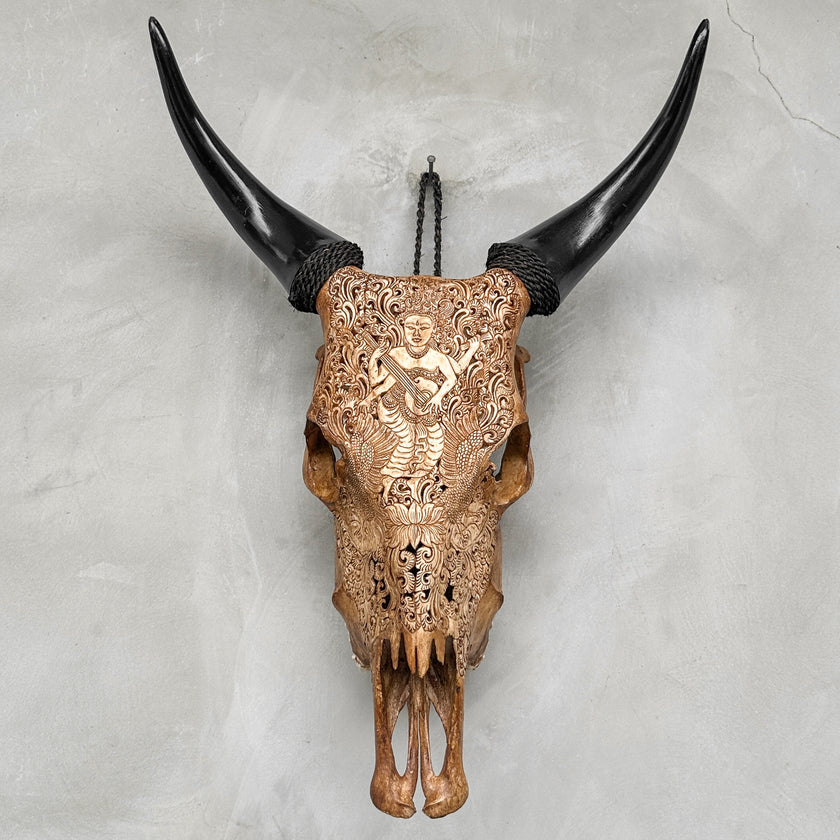 Carved Cow Skulls with Dewi Saraswati Carving Skull,A/067