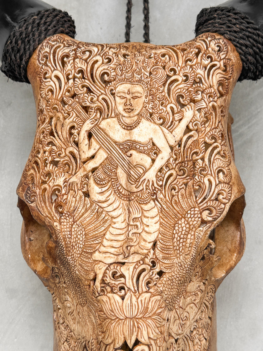 Carved Cow Skulls with Dewi Saraswati Carving Skull,A/067