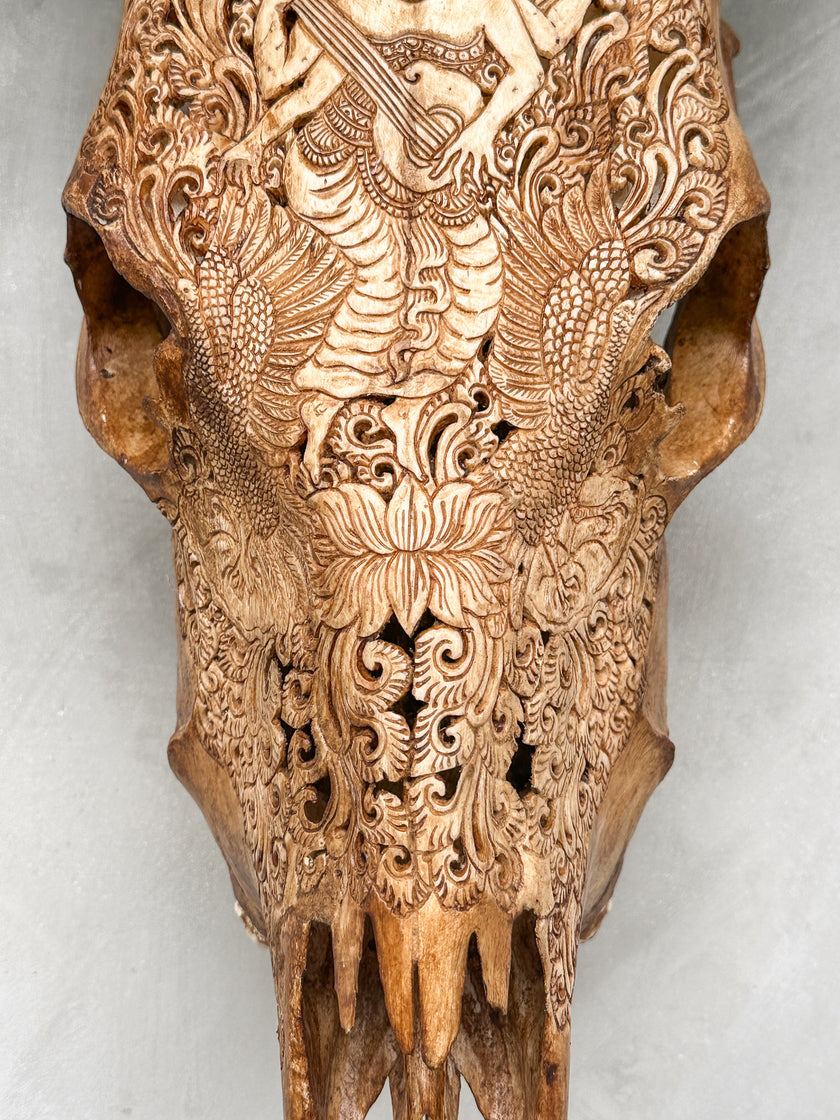Carved Cow Skulls with Dewi Saraswati Carving Skull,A/067