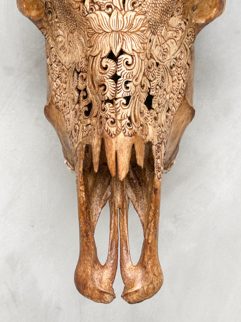 Carved Cow Skulls with Dewi Saraswati Carving Skull,A/067