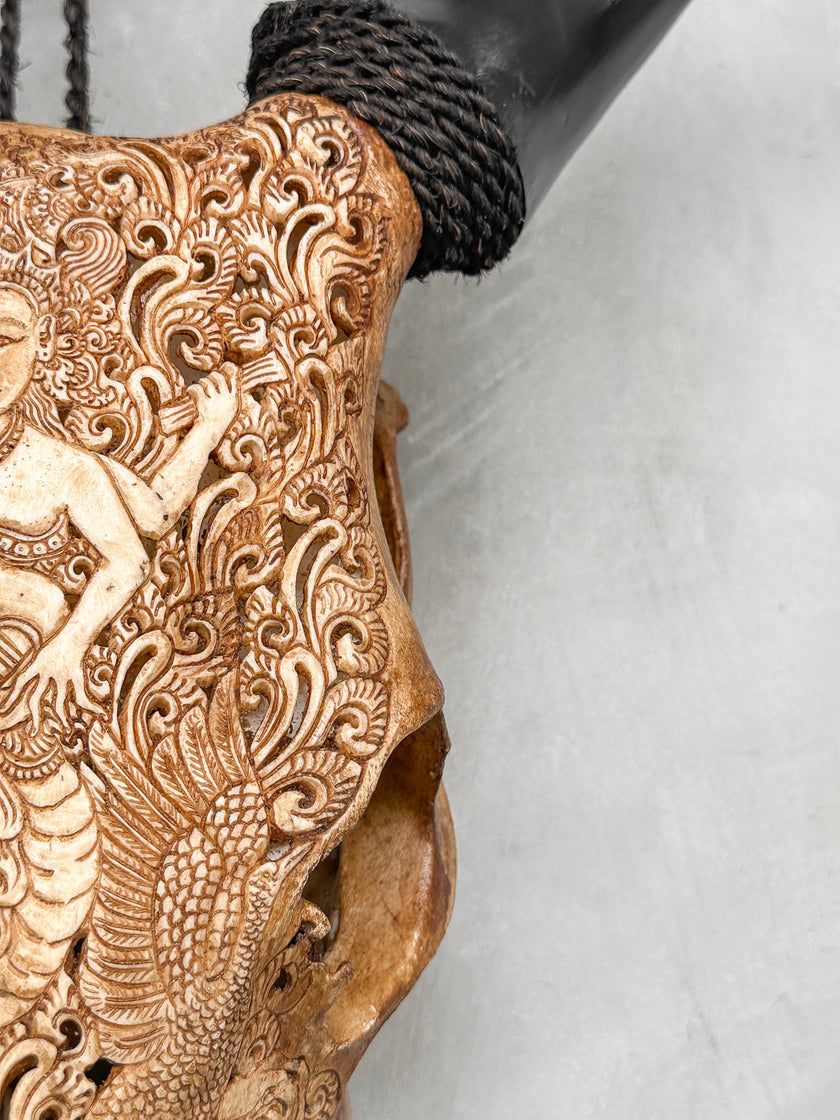 Carved Cow Skulls with Dewi Saraswati Carving Skull,A/067