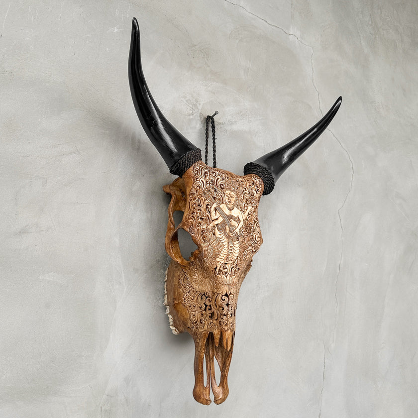 Carved Cow Skulls with Dewi Saraswati Carving Skull,A/067