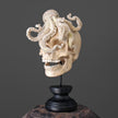 Tarmarind Wooden Skull With Octopus Carving Antler - 7Z/108