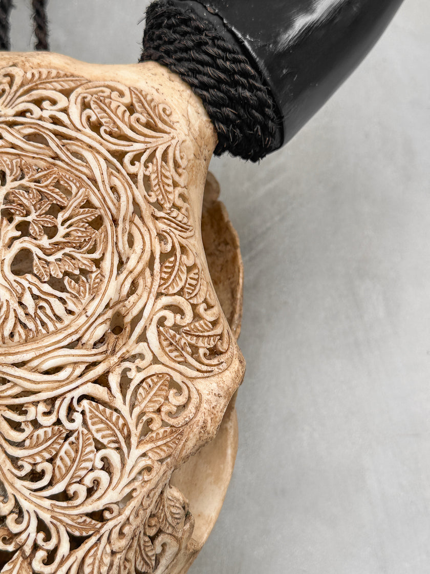 Carved Cow Skulls with Pohon Carving Skull,A/074