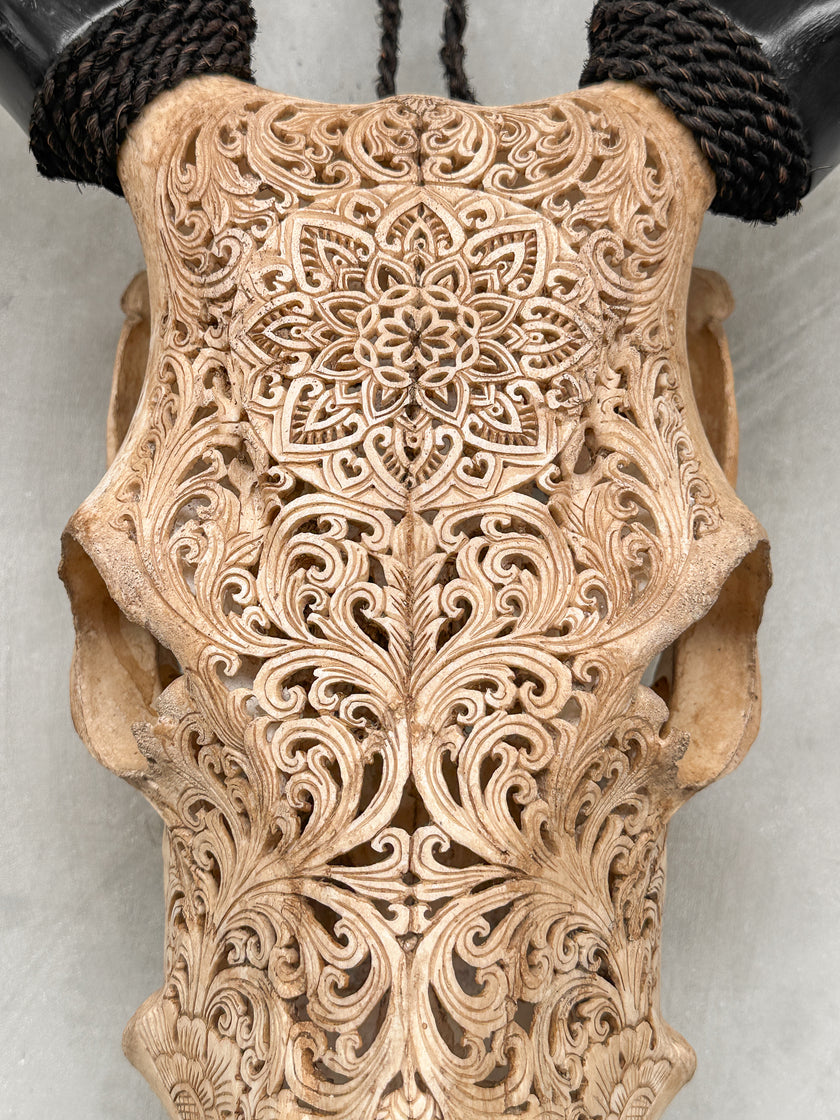 Carved Cow Skulls with Star Mandala Carving Skull,A/075