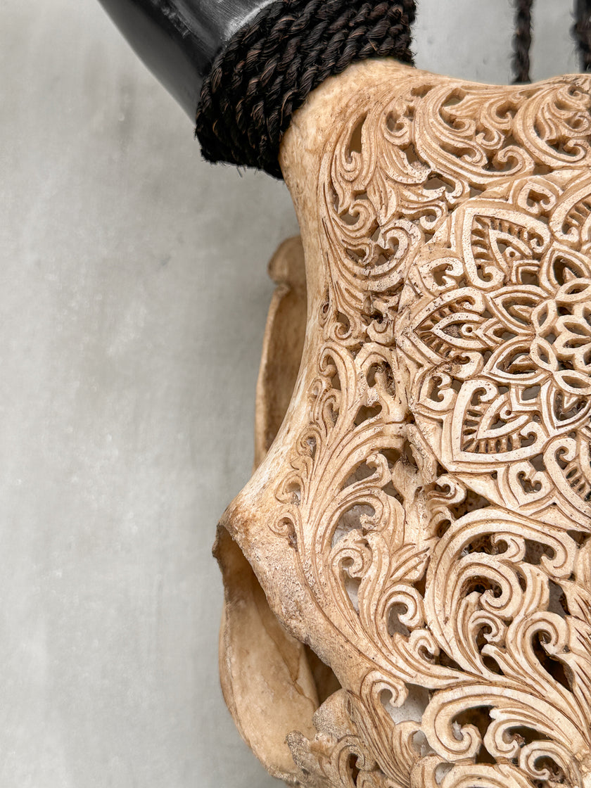 Carved Cow Skulls with Star Mandala Carving Skull,A/075