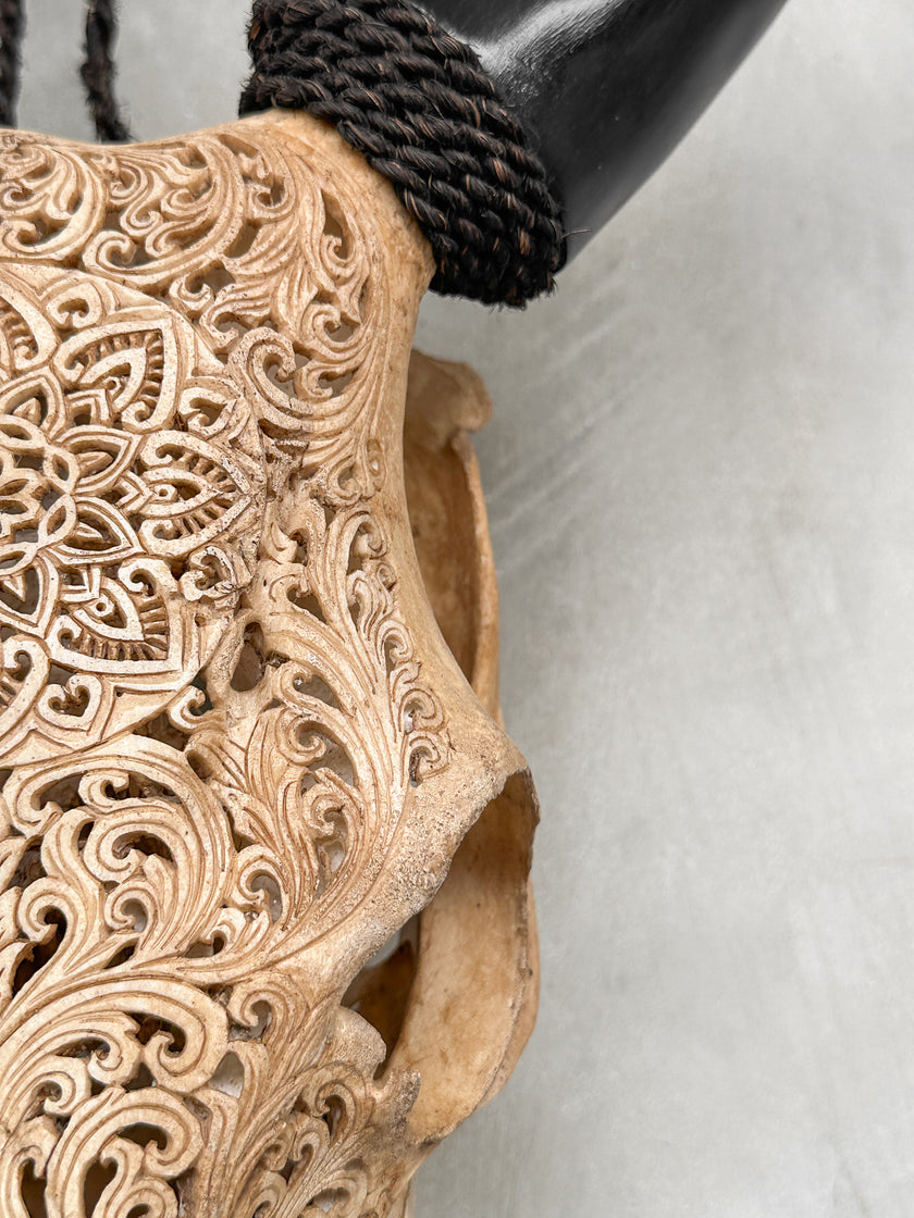 Carved Cow Skulls with Star Mandala Carving Skull,A/075