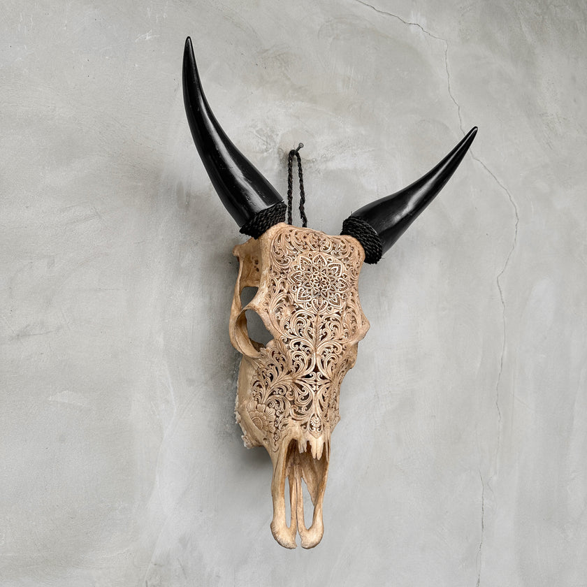 Carved Cow Skulls with Star Mandala Carving Skull,A/075
