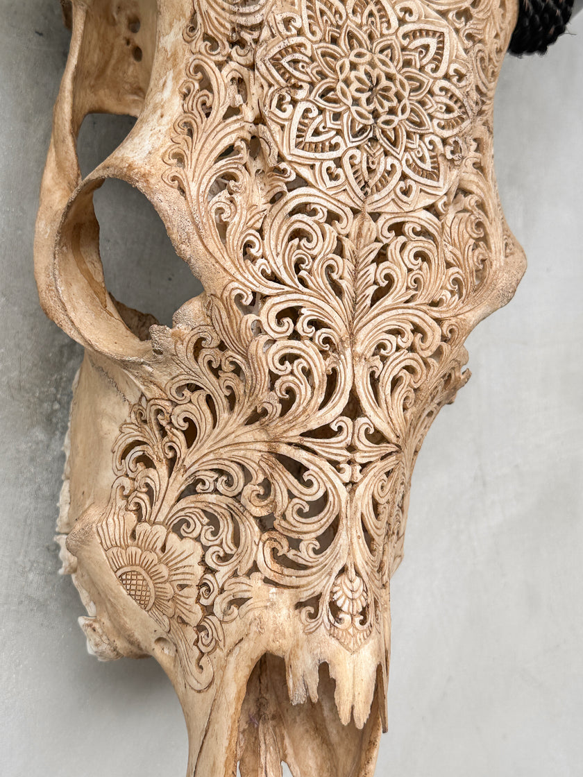 Carved Cow Skulls with Star Mandala Carving Skull,A/075
