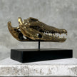 Crocodile on stand Polished Bronze - S