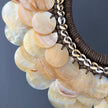 SN18 - Decorative shell necklace on custom stand - Cut rose pink,colored beads & natural fibres - 22/EX/356