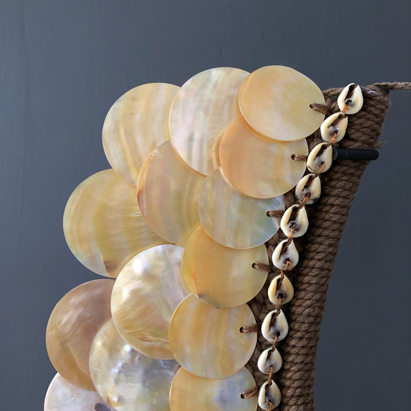 SN3 - Decorative Shell Necklace on custom stand - Shells and Natural Fibres - 22/EX/357