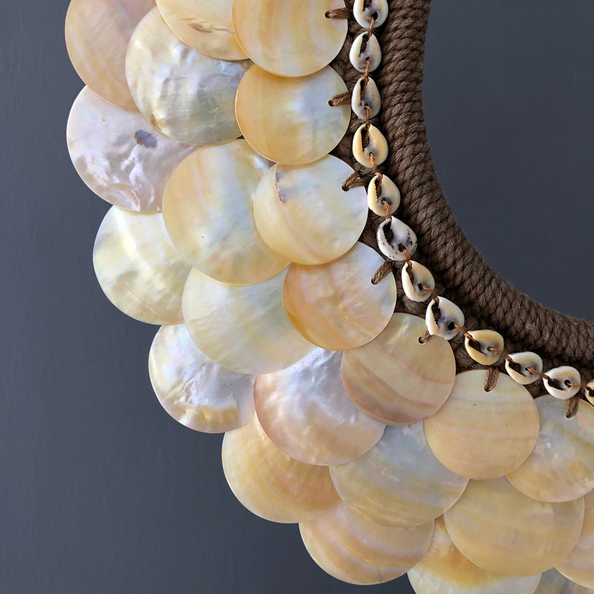 SN3 - Decorative Shell Necklace on custom stand - Shells and Natural Fibres - 22/EX/357