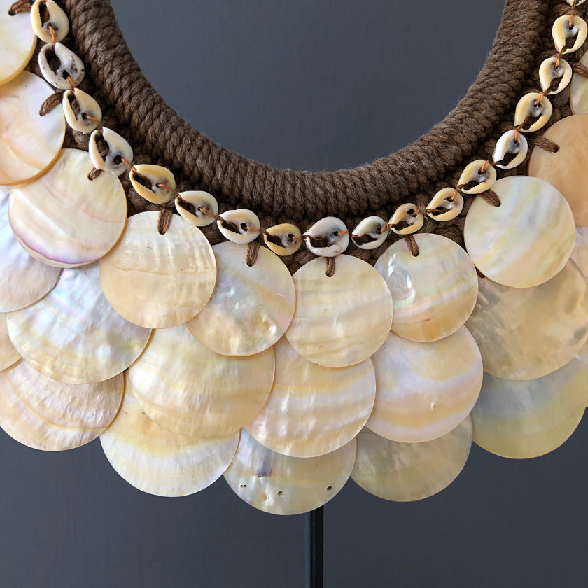 SN3 - Decorative Shell Necklace on custom stand - Shells and Natural Fibres - 22/EX/357