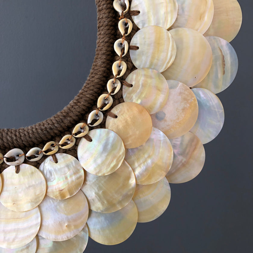 SN3 - Decorative Shell Necklace on custom stand - Shells and Natural Fibres - 22/EX/357