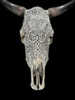 Bull Skull Carved Flower Mandala - Skull,A/154