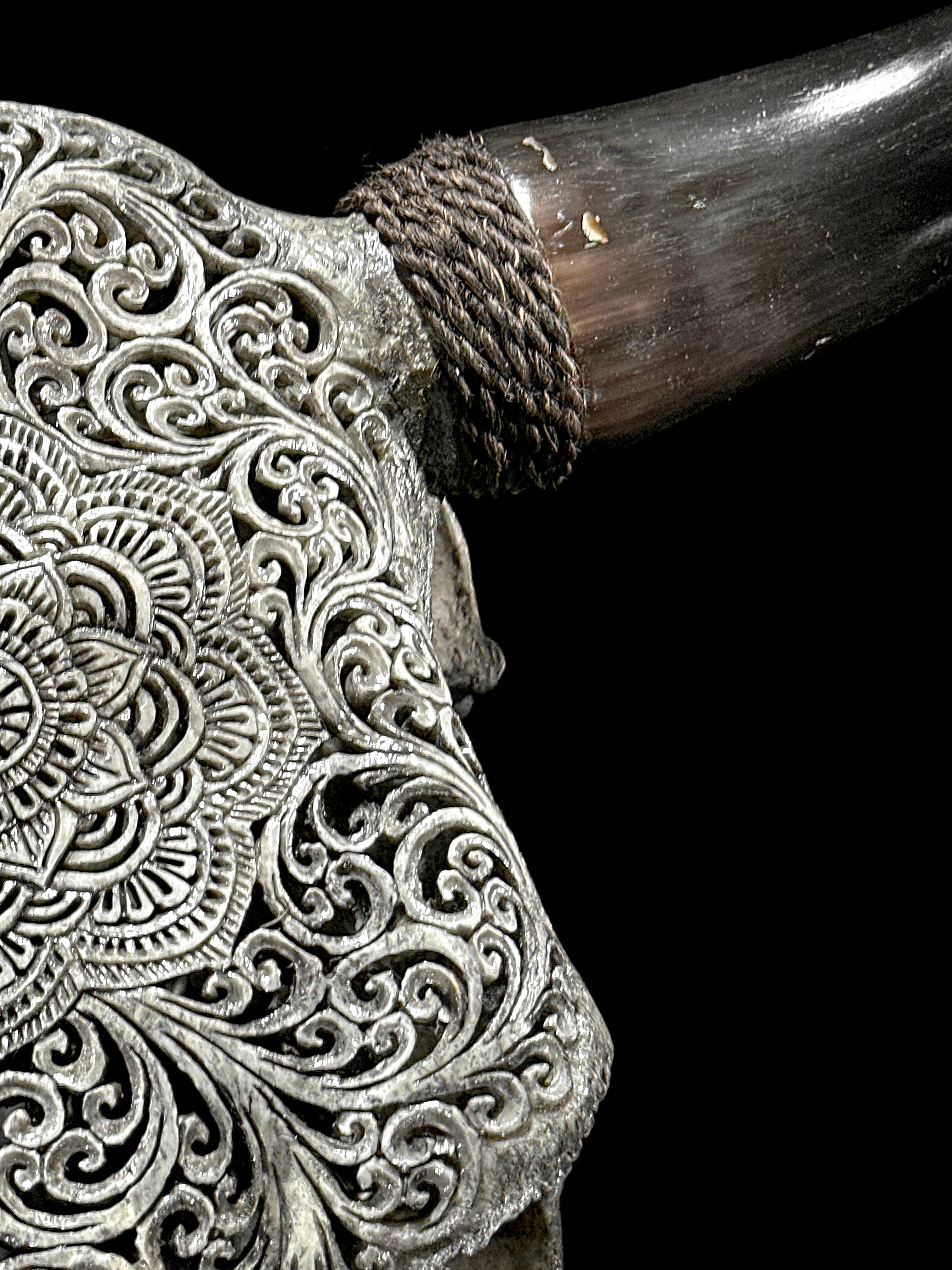 Bull Skull Carved Flower Mandala - Skull,A/154