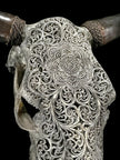 Bull Skull Carved Flower Mandala - Skull,A/154