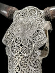 Bull Skull Carved Flower Mandala - Skull,A/154