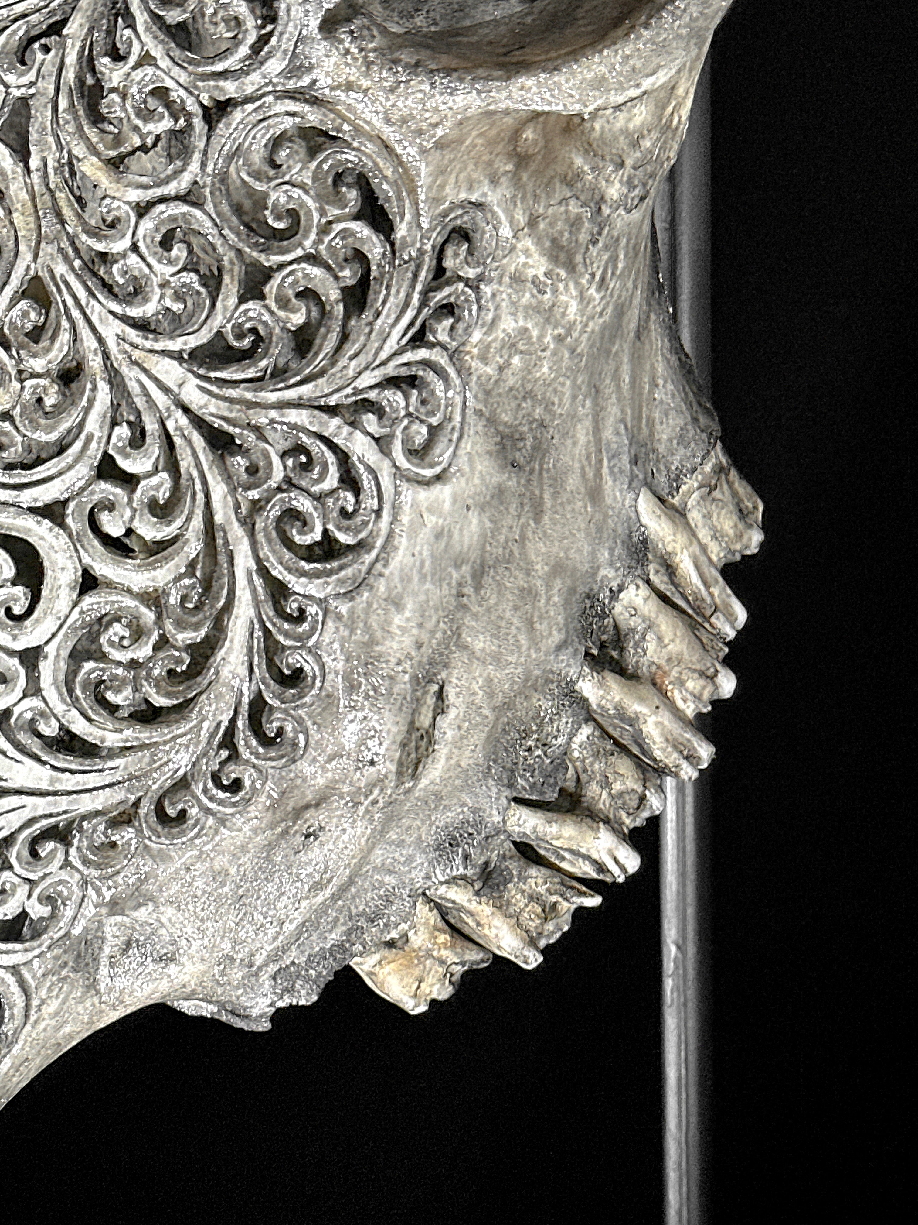 Bull Skull Carved Flower Mandala - Skull,A/154