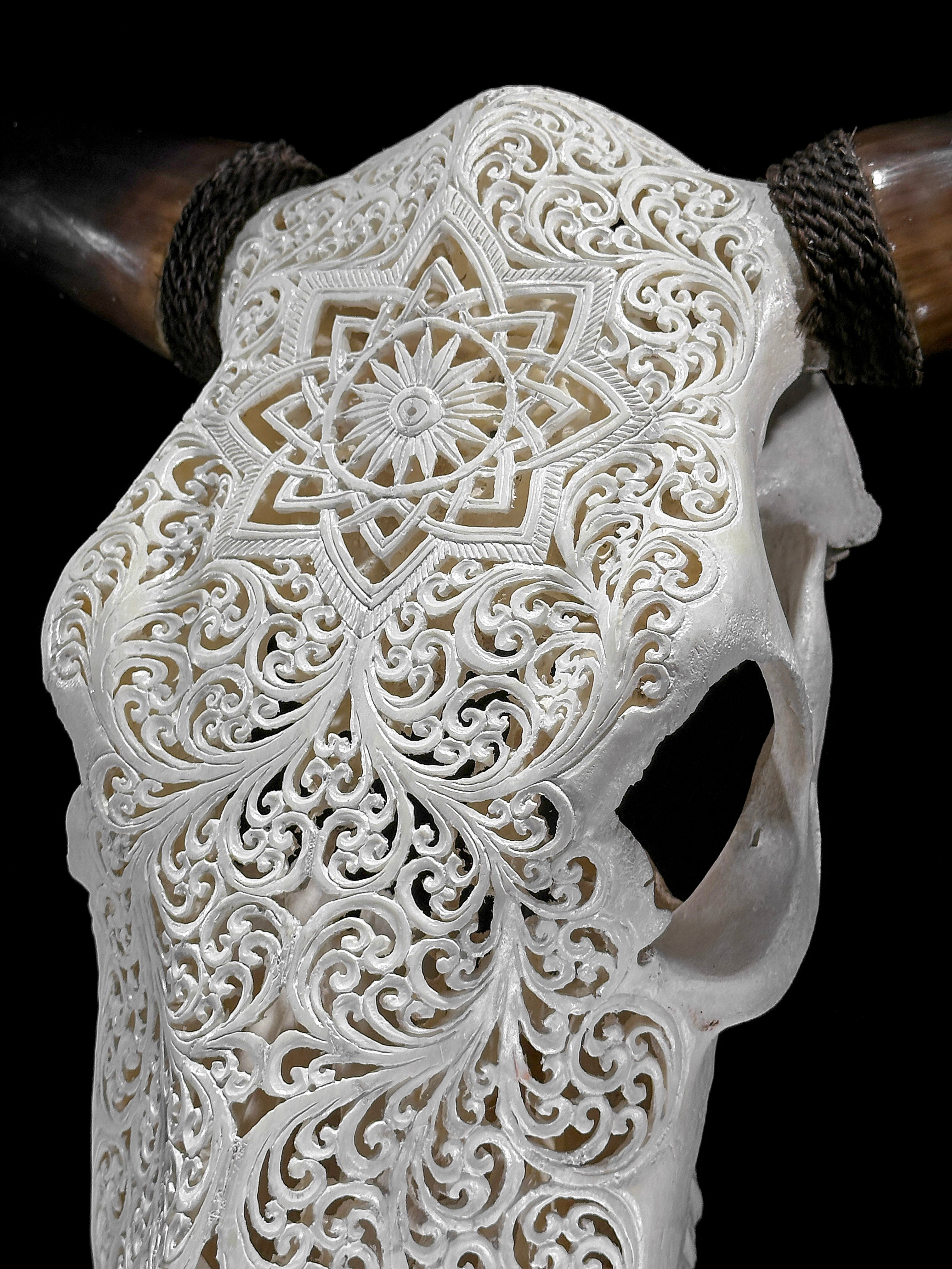 Bull Skull Carved Star Mandala - Skull,A/152