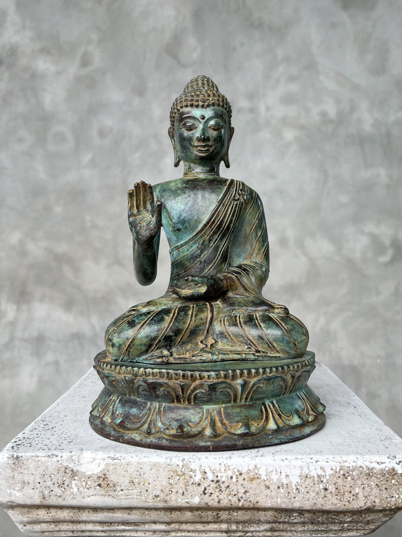 Buddha Abhaya Mudra Patinated Bronze