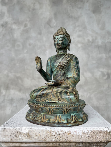 Buddha Abhaya Mudra Patinated Bronze