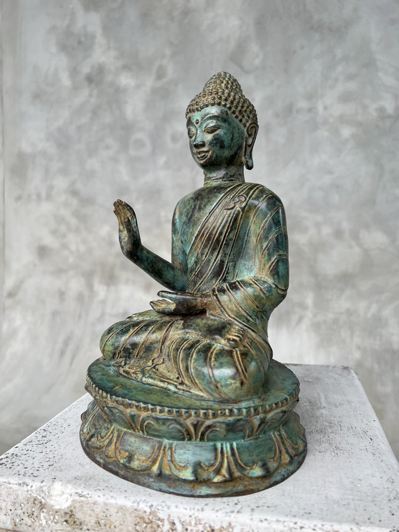 Buddha Abhaya Mudra Patinated Bronze