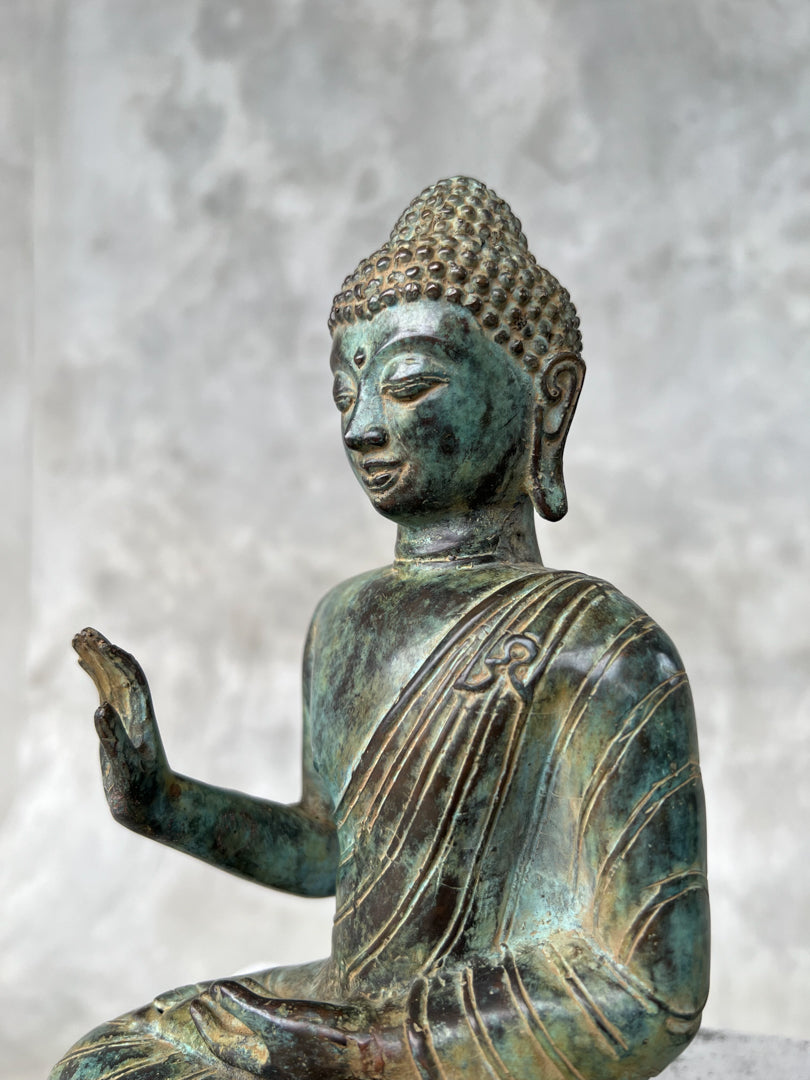 Buddha Abhaya Mudra Patinated Bronze