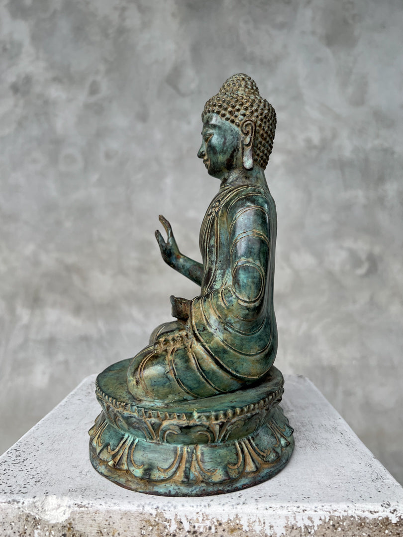 Buddha Abhaya Mudra Patinated Bronze