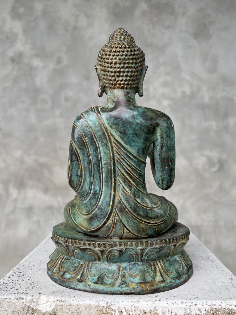 Buddha Abhaya Mudra Patinated Bronze