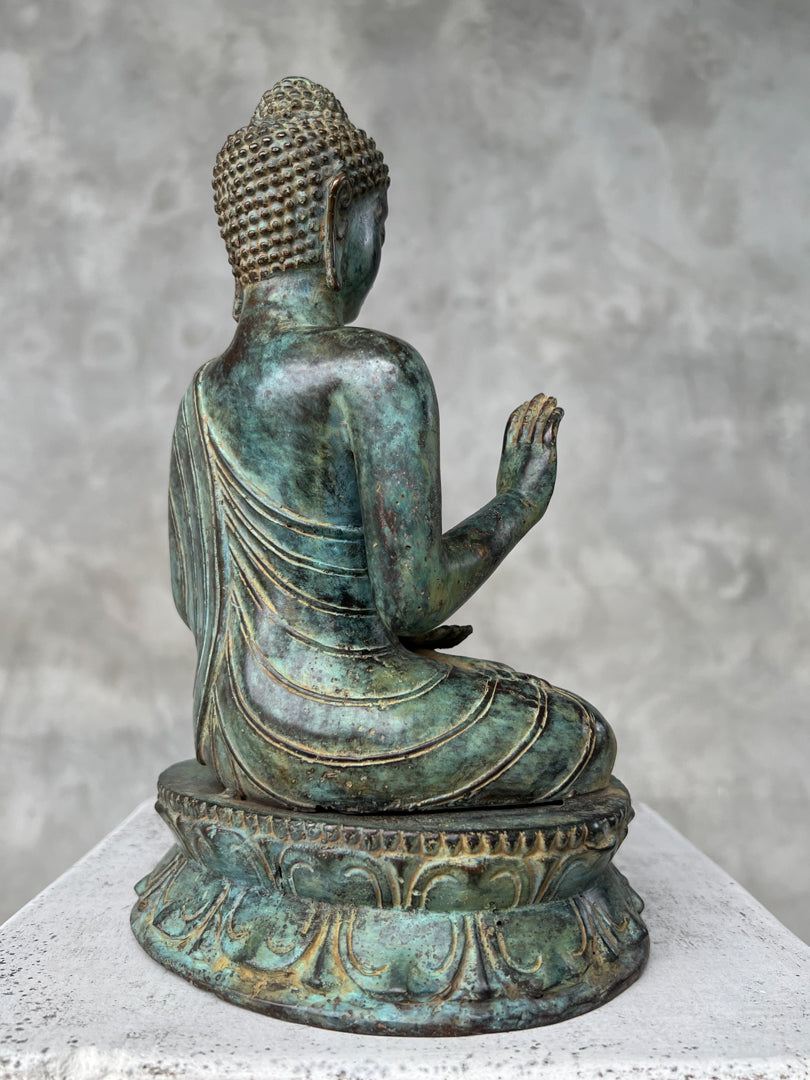 Buddha Abhaya Mudra Patinated Bronze