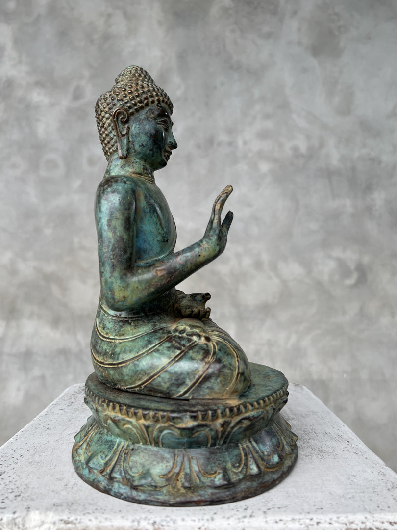 Buddha Abhaya Mudra Patinated Bronze