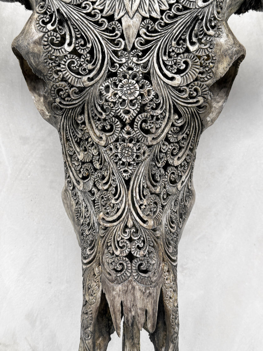 Caved Waterbuffalo Skulls with Big lotus Carving Skull,A/100