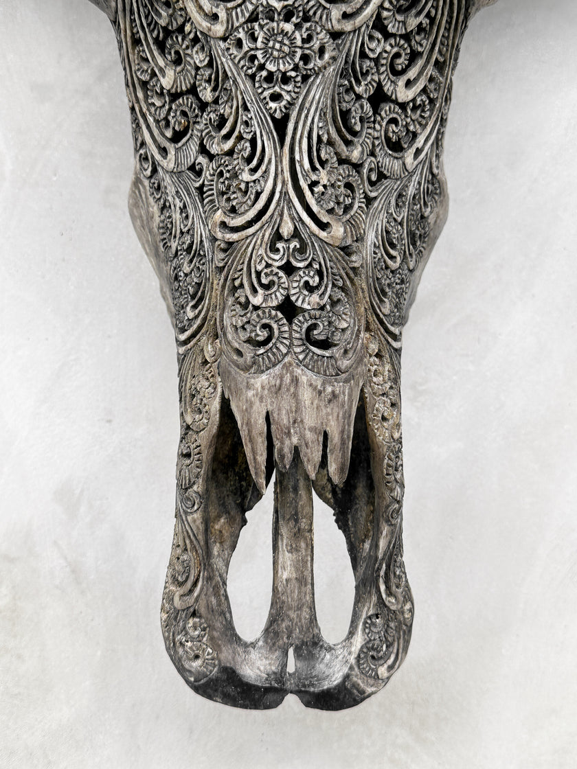 Caved Waterbuffalo Skulls with Big lotus Carving Skull,A/100