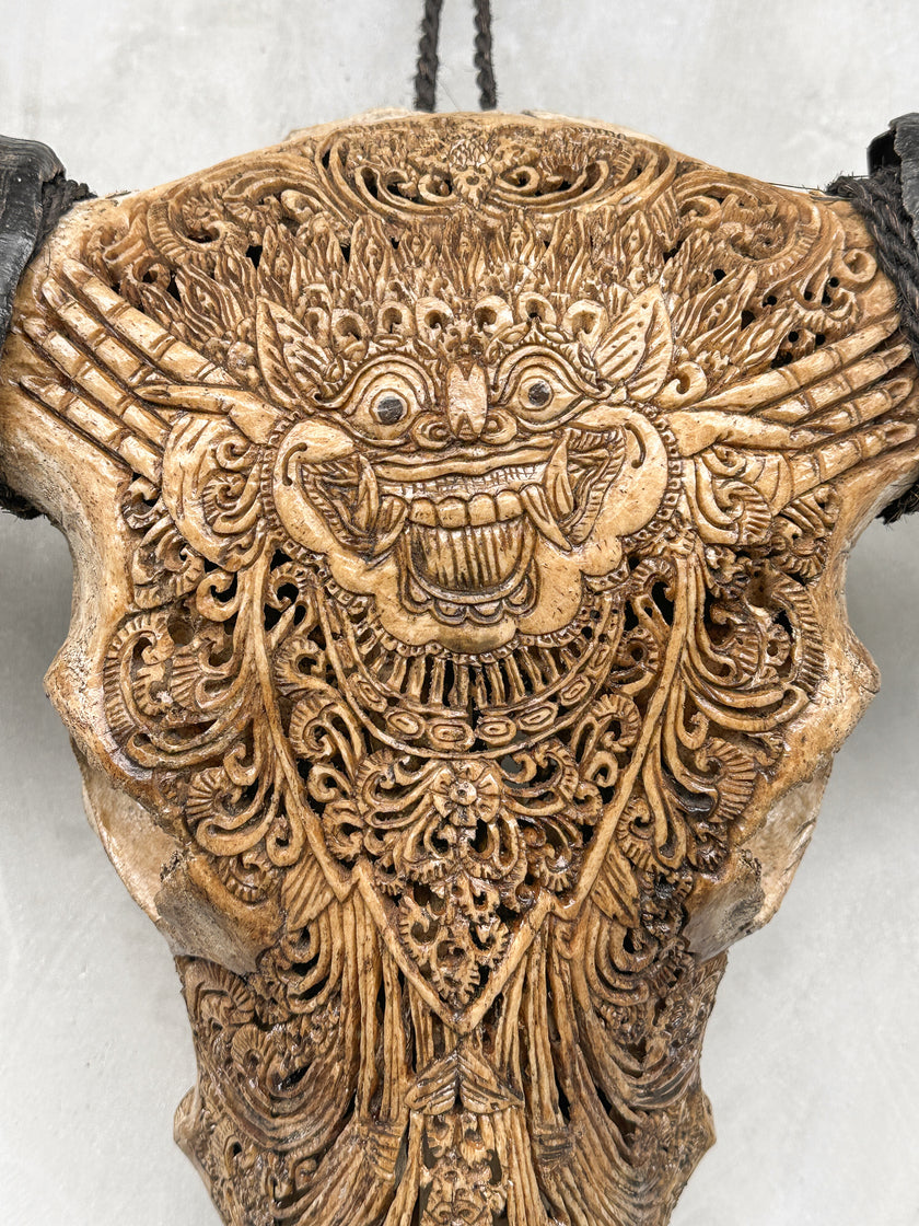 Caved Waterbuffalo Skulls with Barong Carving Skull,A/093