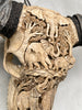 Carved Water Buffalo Skull with Elephant Scene – Handcrafted Bone Art – Wildlife Wall Decor – Safari Tribal Skull Sculpture - Skull,A/096