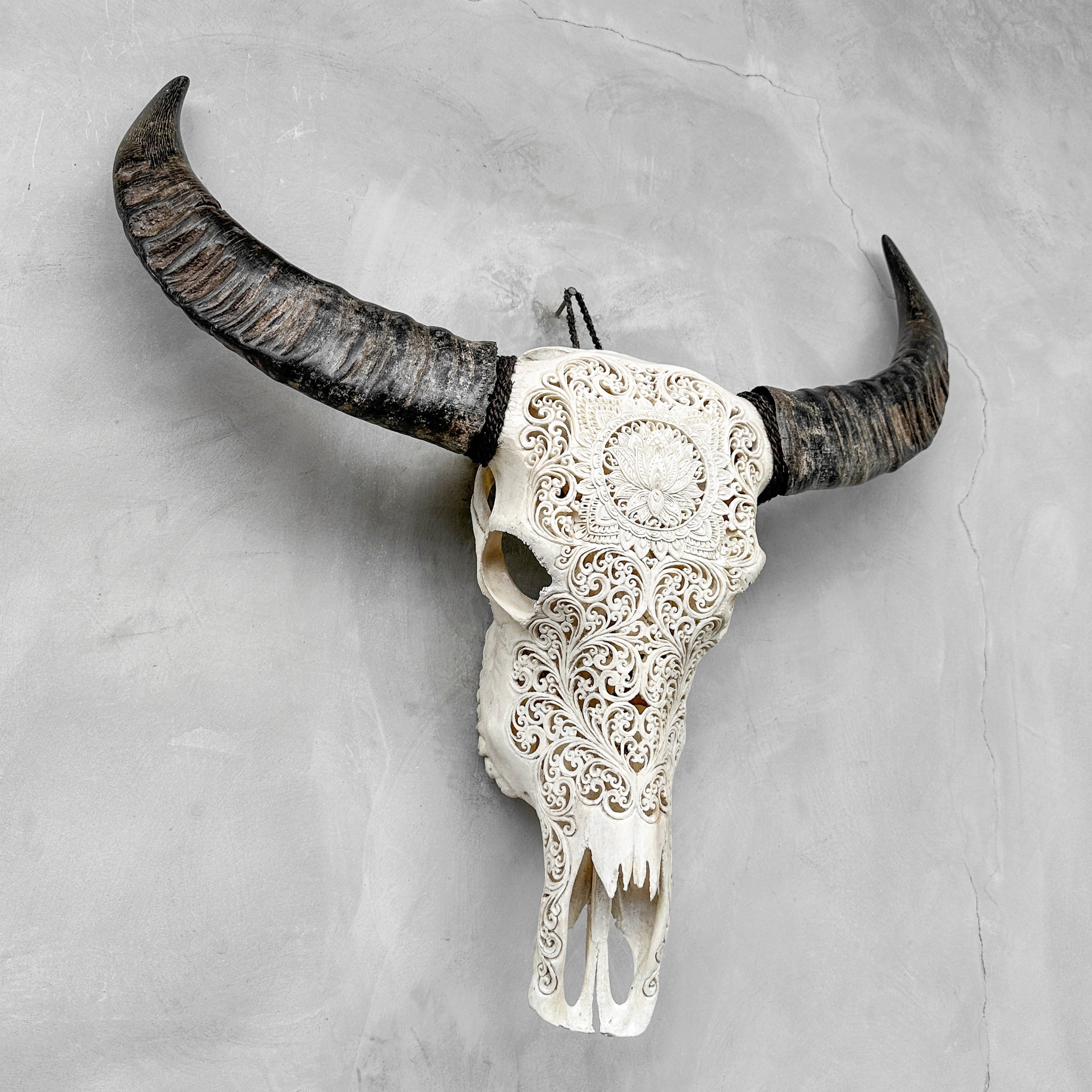 Caved Waterbuffalo Skulls with Big lotus Carving Skull,A/089