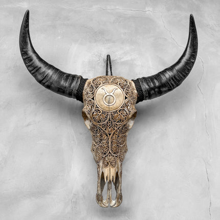 Caved Waterbuffalo Skulls with Taurus Carving Skull,A/088
