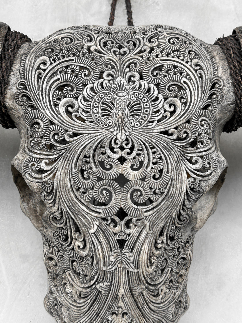 Caved Waterbuffalo Skulls with Small lotus Carving Skull,A/087