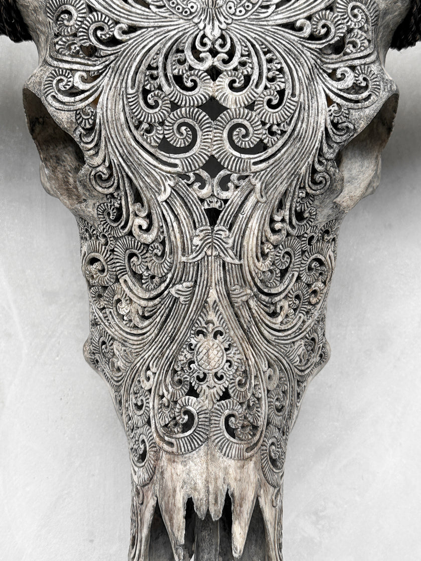 Caved Waterbuffalo Skulls with Small lotus Carving Skull,A/087