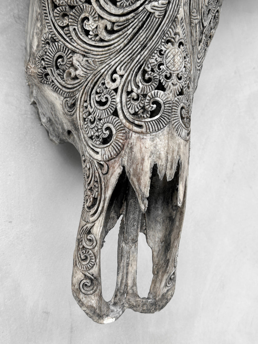 Caved Waterbuffalo Skulls with Small lotus Carving Skull,A/087
