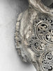 Carved Water Buffalo Skull with Small Lotus – Tribal Wall Art – Artisan Bone Sculpture with Engraved Horns - Skull,A/087
