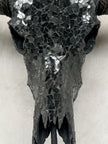 Black Mosaic Buffalo Skull – Dark Horn Wall Decor for Boho, Gothic, Modern Industrial, or Rustic Statement Interior Styling - Skull,A/136