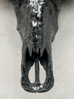 Black Mosaic Buffalo Skull – Dark Horn Wall Decor for Boho, Gothic, Modern Industrial, or Rustic Statement Interior Styling - Skull,A/136