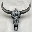 Black and White Mosaic Buffalo Skull Wall Decor – Handmade Horned Skull Art for Western, Boho, or Monochrome Interiors - Skull,A/129