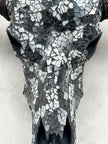 Black and White Mosaic Buffalo Skull Wall Decor – Handmade Horned Skull Art for Western, Boho, or Monochrome Interiors - Skull,A/129