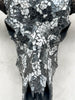 Black and White Mosaic Buffalo Skull Wall Decor – Handmade Horned Skull Art for Western, Boho, or Monochrome Interiors - Skull,A/129