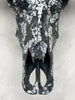 Black and White Mosaic Buffalo Skull Wall Decor – Handmade Horned Skull Art for Western, Boho, or Monochrome Interiors - Skull,A/129