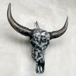Black and White Mosaic Buffalo Skull Wall Decor – Handmade Horned Skull Art for Western, Boho, or Monochrome Interiors - Skull,A/129